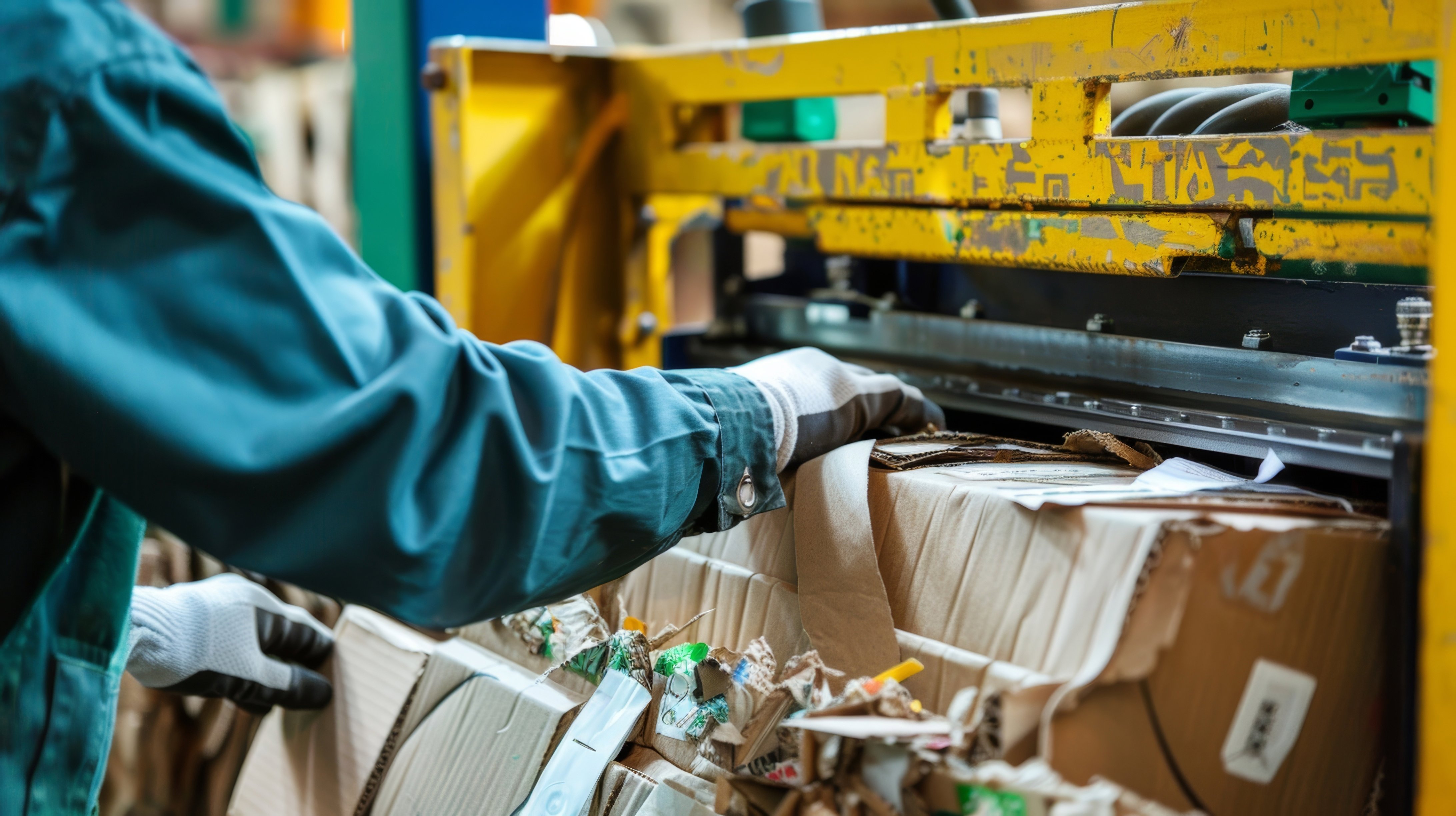 Staff baling cardboard