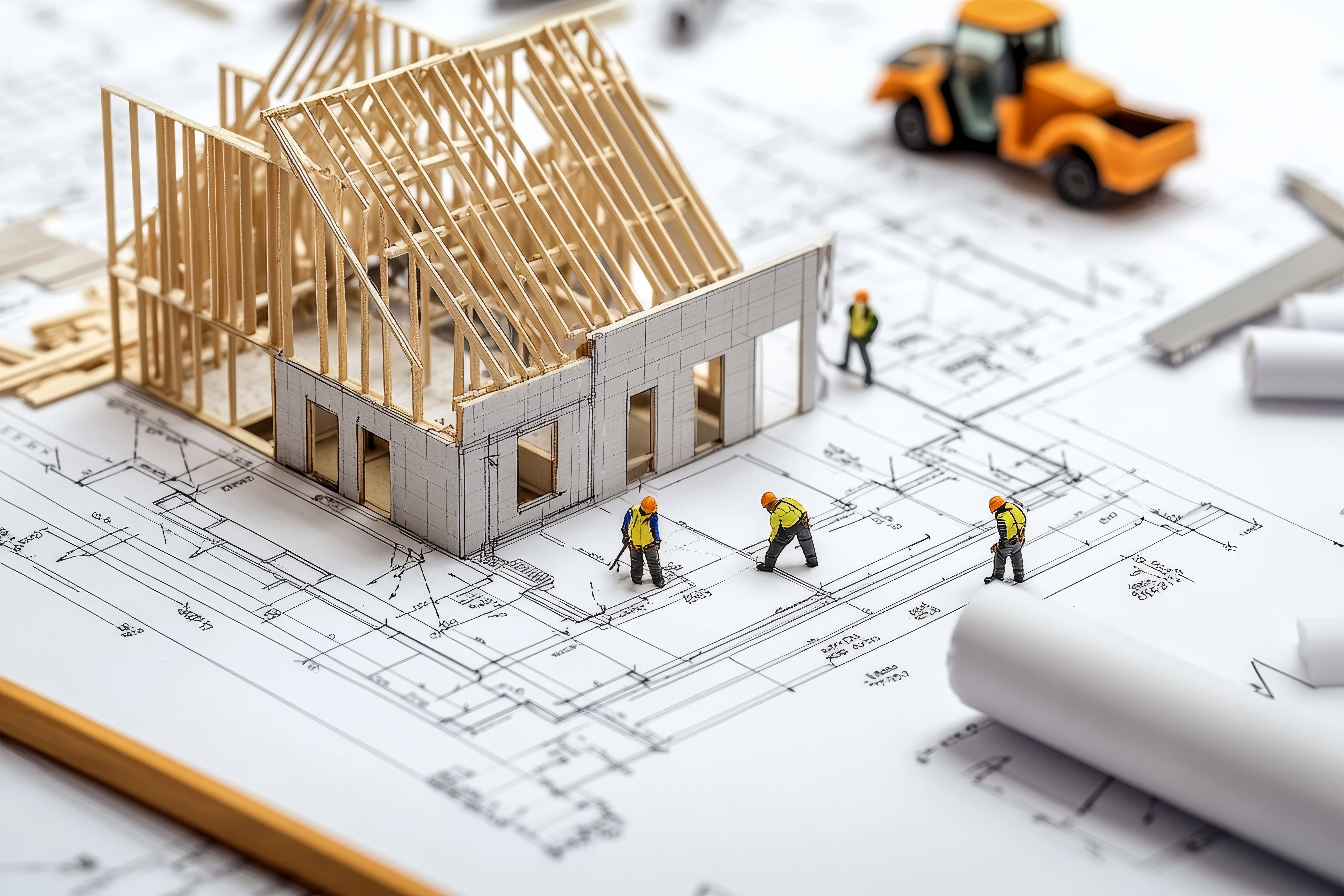 model-house-being-built-on-top-of-blueprints